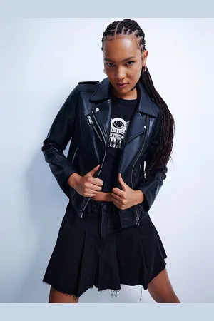 DeFacto Lapel Collar Crop Biker Jacket