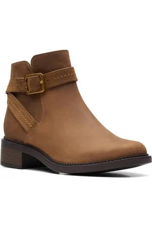 Clarks Women Brown Solid Mid-Top Leather Regular Boots