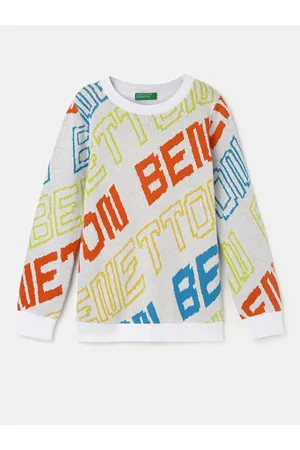 Benetton Boys Typography Printed Cotton Pullover Sweater