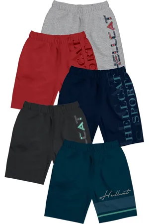 HELLCAT Girls Pack Of 5 Typography Printed Cotton Shorts