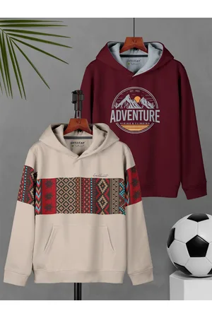 HELLCAT Boys Pack Of 2 Printed Hooded Ribbed Pullover Sweatshirt