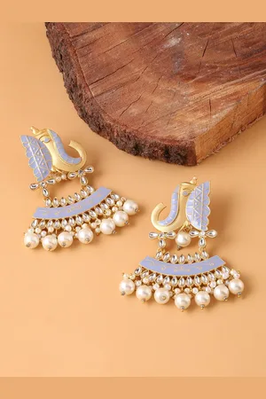 Celebravo Brass-Plated Animal Shaped Kundan Drop Earrings
