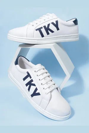 Tokyo Talkies Women White & Navy Blue Printed Comfort Insole Basics Sneakers