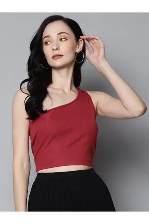 Sassafras Red One Shoulder Crop Top