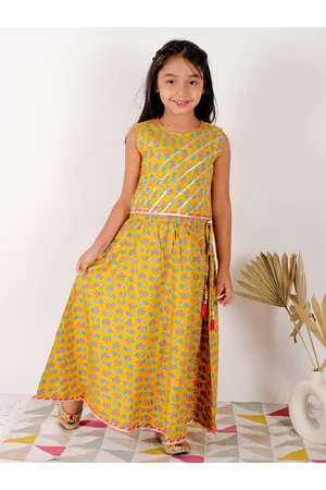 Superminis Girls Ethnic Motif Printed Gotta Patti Lehenga With Blouse