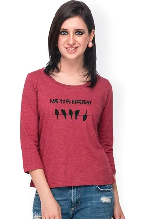 Campus Women Maroon Printed T-shirt