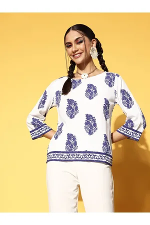 Berrylush Classic White Ethnic Motifs Indie Gal Top