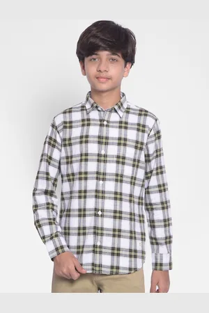 Crimsoune Club Boys Slim Fit Tartan Checked Pure Cotton Casual Shirt