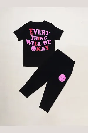 BE AWARA Kids Typography Printed Pure Cotton Clothing Set