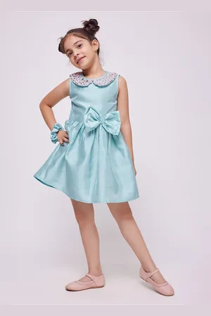Frangipani Girls Peter Pan Collar Bow Detailed Fit & Flare Dress