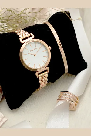 Joker & Witch Women Stainless Steel Glistening Love Aries Love Triangle Watch Gift Set