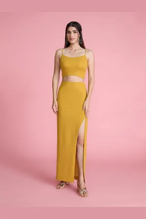 20Dresses Shoulder Straps Crop Top With Slit Skirt