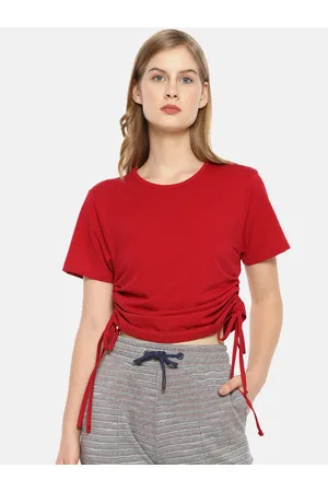 Campus Red Regular Cotton Crop Top