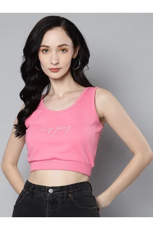 Buy Womens Pink Velvet Cross Neck Crop Top Online at Sassafras