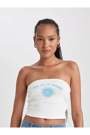 DeFacto Typography Printed Tube Crop Top
