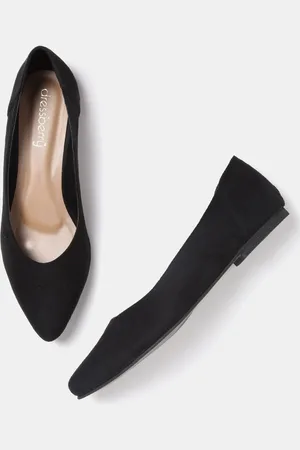 DressBerry Women Black Solid Synthetic Ballerinas