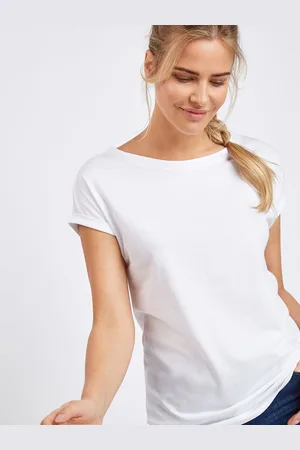 Next Women White Solid Round Neck Pure Cotton T-shirt