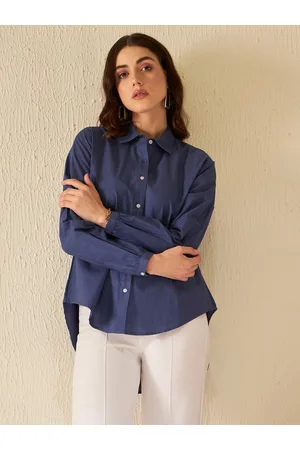 DENNISON Women Blue Smart Boxy Opaque Casual Shirt