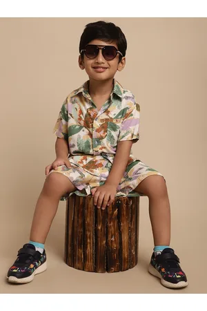 Superminis Boys Floral Printed Shirt with Shorts