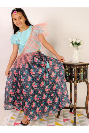 Superminis Girls Embellished Patchwork Ready to Wear Lehenga & Blouse With Dupatta