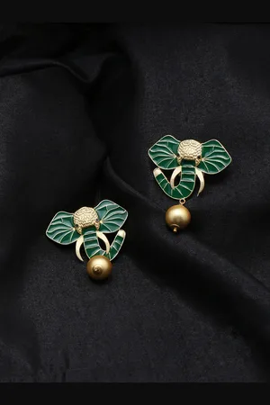 Celebravo Meenakari Elephant Shaped Studs Earrings