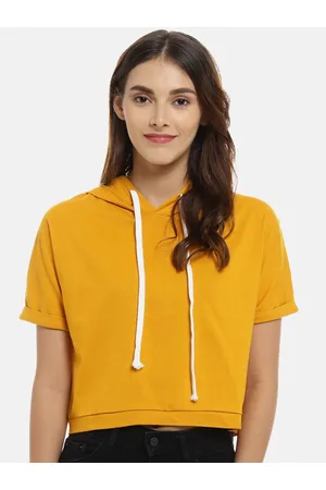 Campus Women Yellow Solid Pure Cotton Top