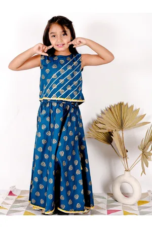 Superminis Girls Ethnic Motif Printed Gotta Patti Lehenga With Blouse