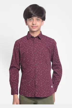 Crimsoune Club Boys Slim Fit Conversational Printed Pure Cotton Casual Shirt