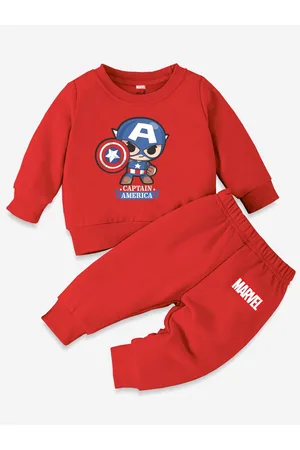 Minicult Kids Captain America Printed Sweatshirt And Joggers