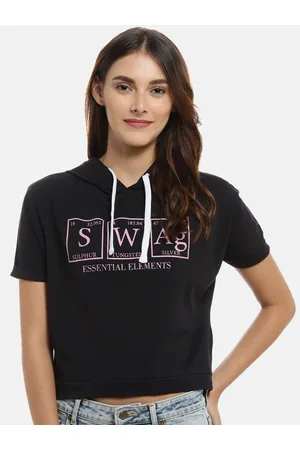 Campus Women Black Printed Pure Cotton Top