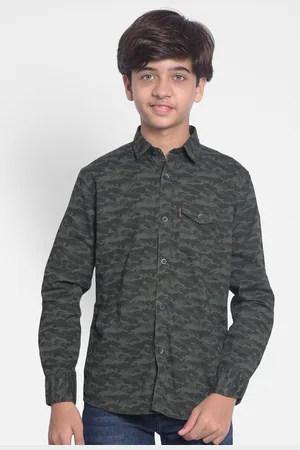 Crimsoune Club Boys Abstract Printed Pure Cotton Slim Fit Shirt
