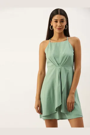 Berrylush Women Green Solid A-Line Dress