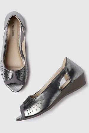 Marc Loire Women Peep Toes Flat Ballerinas With Laser Cuts