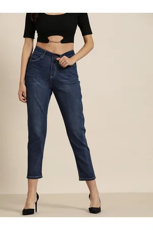 HERE&NOW Women Mid-Rise Relaxed Fit Cropped Stretchable Jeans