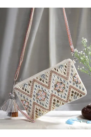 Anekaant Embellished Shopper Sling Bag with Tasselled