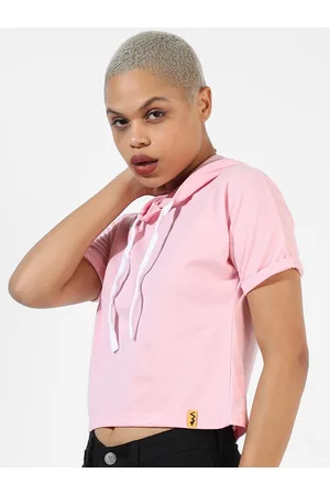 Campus Hooded Extended Sleeves Cotton Crop Top