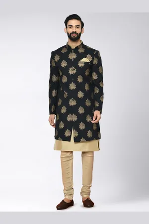 KISAH Men Printed Cotton Indowestern Sherwani Set