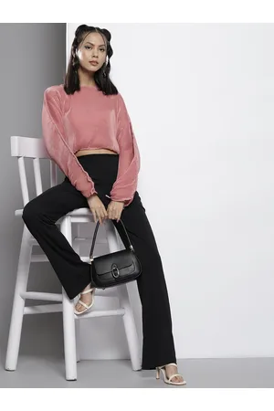 Sassafras Women Pink Bishop Sleeves Crop Top