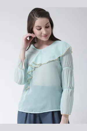 KASSUALLY Women Blue Solid Top