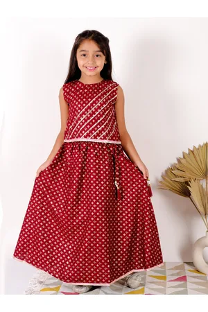 Superminis Girls Ethnic Motif Printed Gotta Patti Lehenga With Blouse
