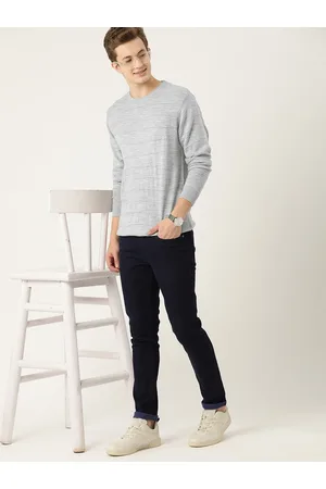 Mast & Harbour Men Self-Striped Acrylic Pullover