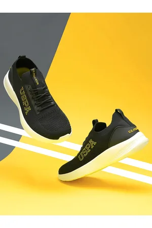 U.S. Polo Assn. Men Black Textile Walking Shoes