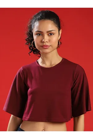 Campus Burgundy Regular Crop Top