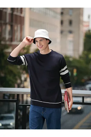 HARVARD Men Navy Blue Solid Pullover