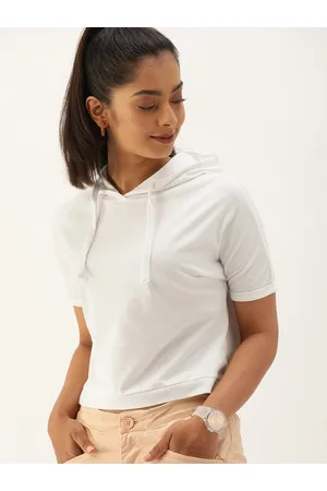 Campus Women White Solid Hooded Top