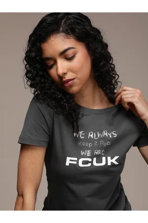 French Connection Women Typography Printed Pure Cotton T-shirt