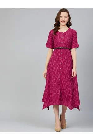 Rangriti Women Pink Self Design A-Line Dress