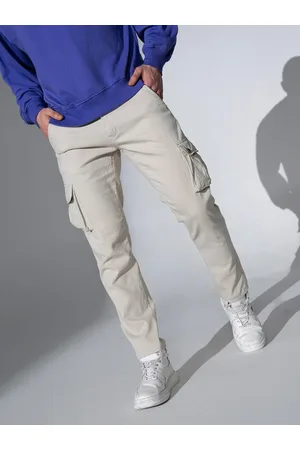 Hubberholme Men Grey Slim Fit Cotton Cargo Trousers
