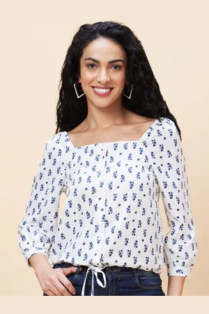 Globus Floral Printed Puff Sleeve Shirt Style Top