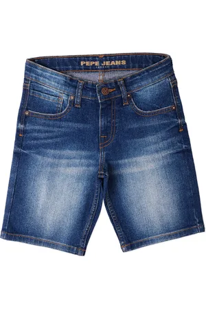 Pepe Jeans Boys Mid-Rise Slim Fit Washed Stretchable Denim Shorts